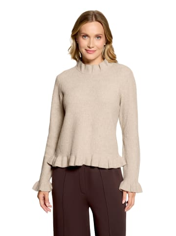 CARTOON Strickpullover mit Stehkragen in Light Beige Melange