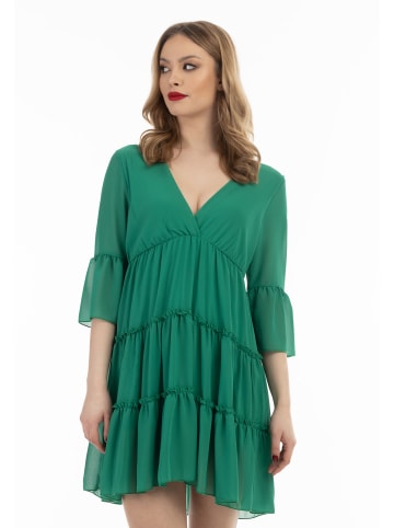 faina Damen Minikleid Mit Rüschen in Waldgrün