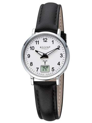 Regent FR-296 Damen-Funkuhr Gut Ablesbar Schwarz/Silberfarben