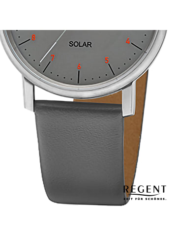 Regent Analog-Solaruhr Regent Lederarmband grau mittel (ca. 35mm)