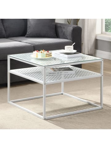 FineBuy Couchtisch in Weiß / Glas / 60x60x45