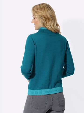 Sieh an! Langarm-Pullover in aquapetrol-türkis