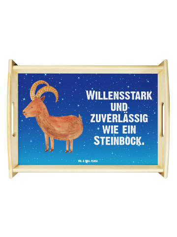 Mr. & Mrs. Panda Serviertablett aus Holz Sternzeichen Steinbock ... in Sternenhimmel Blau