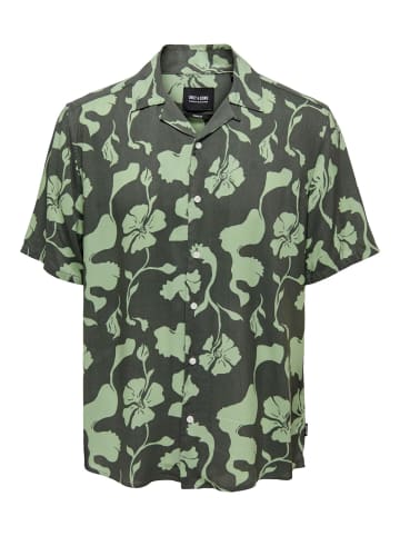 Only&Sons Freizeit Kurzarm Hemd Tropisches Blumen Print Shirt ONSDASH in Grün