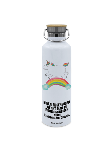 Mr. & Mrs. Panda isolier trinkflasche Einhorn Regenbogen mit Spruch in Weiß