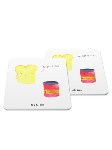 Mr. & Mrs. Panda Bierdeckel Toast Marmelade ohne Spruch in Weiß