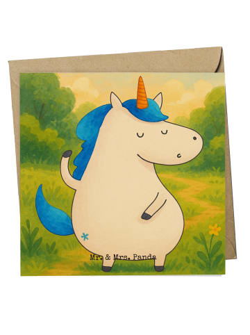 Mr. & Mrs. Panda Grußkarte Einhorn Mann Design ohne Spruch in Weiß