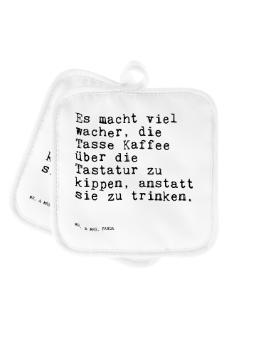 Mr. & Mrs. Panda Topflappenset Es macht viel wacher,... mit Spruch in Weiß