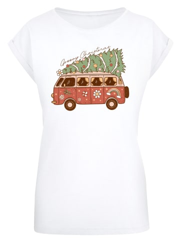 F4NT4STIC T-Shirt Groovy Weihnachten Camper Van in weiß