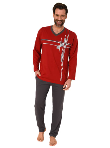 NORMANN Schlafanzug langarm Pyjama - 77892 in rot