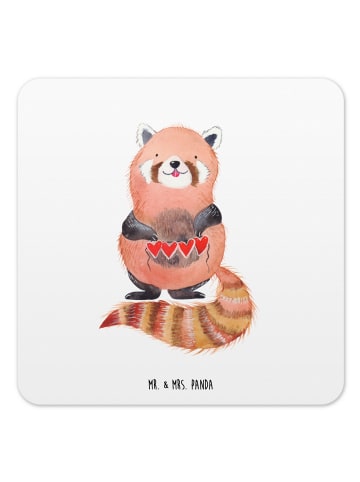 Mr. & Mrs. Panda Untersetzer für Gläser Roter Panda ohne Spruch in Weiß