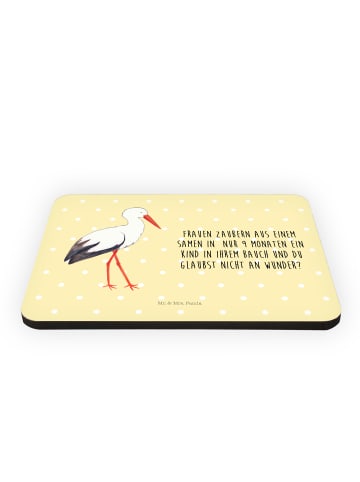 Mr. & Mrs. Panda Magnet Storch mit Spruch in Gelb Pastell