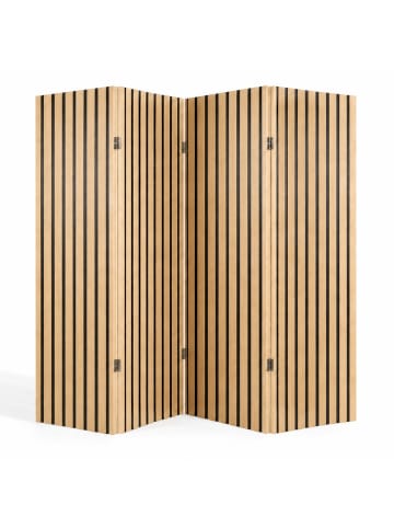 relaxdays Paravent in Natur/ Schwarz - (B)160 x (H)170 cm