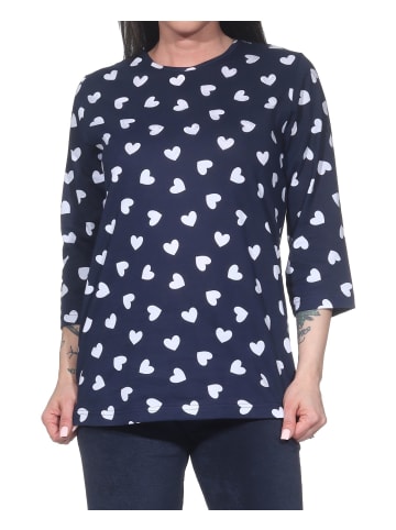 NORMANN Schlafanzug langarm Oberteil Pyjama Shirt Top in marine