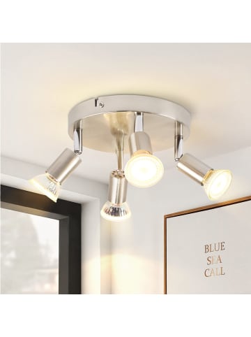 ZMH Deckenleuchte in Nickel 4-flammige GU10 Rund Metall Deckenspots