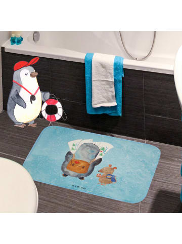 Mr. & Mrs. Panda Badteppich Pinguin & Maus Wanderer ohne Spruch in Eisblau