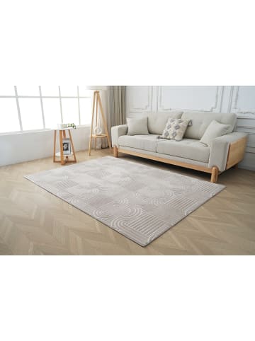 Vivorum Wohnzimmer Teppich – Kurzflorteppich Calma 125 in Beige