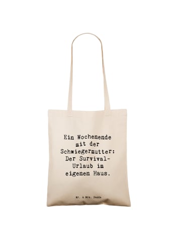 Mr. & Mrs. Panda Beutel Spruch Schwiegermutter Abenteuer mit Spruch in Creme