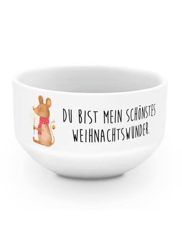 Mr. & Mrs. Panda Müslischale Porzellan Maus Weihnachten mit Spruch in Weiß