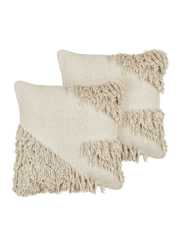 Beliani 2er-Set Dekokissen SOURWOOD in Beige