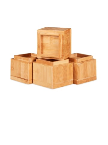 relaxdays 4x Möbelerhöher in Natur - (B)11,5x (H)10 x (T)11,5 cm