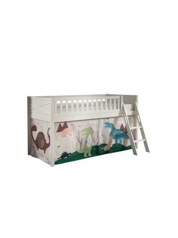 58 aufm Kessel KINDERBETT Karyl 208x114x135 Massivholz Weiß Textilset Dino