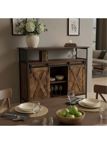 relaxdays Sideboard in Braun/ Schwarz - (B)100 x (H)80 x (T)33 cm