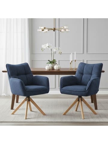 DUBI Möbel 2er-Set: Drehstuhl Mika-Ida in Blau - (B)59 x (H)84 x  (T)66 cm