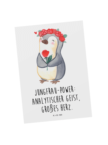 Mr. & Mrs. Panda Postkarte Jungfrau Astrologie mit Spruch in Weiß