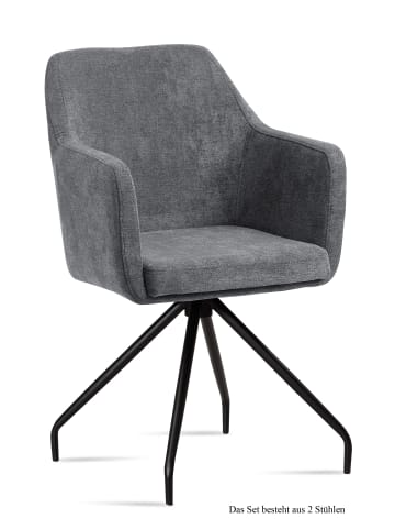 58 aufm Kessel ARMLEHNSTUHL (2er-Set) Dijana 57x87x60 Schwarz/Grau