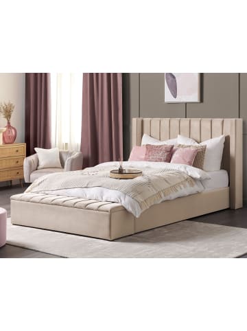 Beliani Doppelbett NOYERS in Beige - (W) 210 x (H) 132 x (L) 247 cm