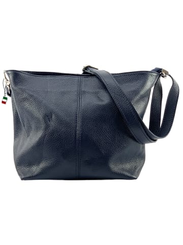 Florence Florence Schultertasche, Umhängetasche Leder dunkelblau ca. 29cm
