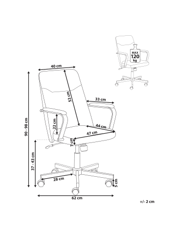 Beliani Bürostuhl CAROGA in Braun/Schwarz - (W) 62 x (H) 90 x (L) 62 cm