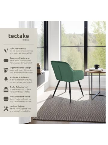 tectake Wohnzimmerstuhl gepolstert, in Samtoptik, 58 x 62 x 82 cm
