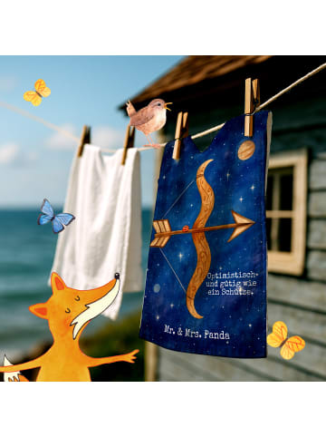 Mr. & Mrs. Panda Handtuch Sternzeichen Schütze Design mit Spruch in Weiß