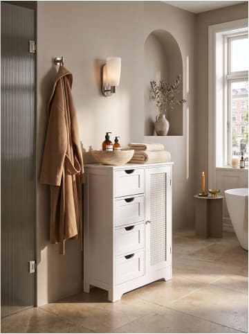 KADIMA DESIGN Badschrank lackiertes MDF, 1 Tür und 4 Schubladen, Holzwerkstoff