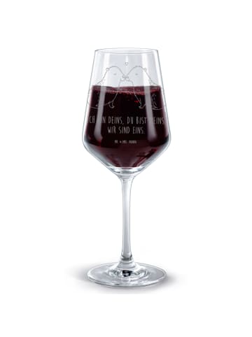 Mr. & Mrs. Panda Rotweinglas mit Gravur Capybara Liebe mit Spruch in Transparent