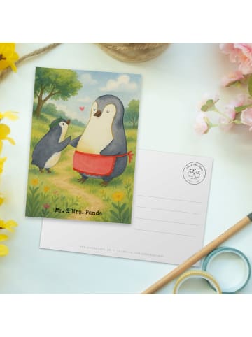 Mr. & Mrs. Panda Postkarte Pinguin mit Kind Design ohne Spruch in Weiß