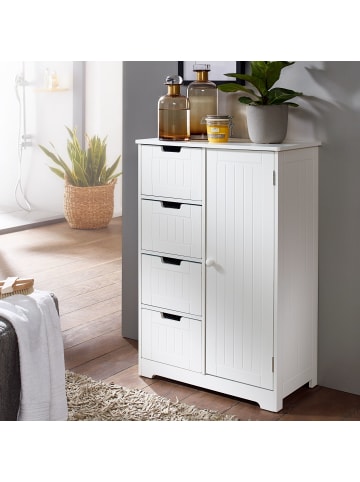 KADIMA DESIGN Design Badschrank PATTI Landhaus-Stil MDF-Holz 56 x 83 x 30 cm weiß