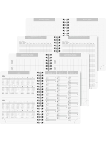 BRUNNEN Schülerkalender A6 1 Tag/Seite Grey Marble 2026/2027
