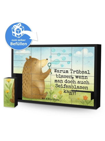 Mr. & Mrs. Panda Adventskalender Bär Seifenblasen Design mit Spruch in Weiß
