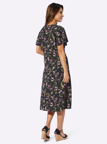 Sieh an! Druckkleid in schwarz-altrosa-bedruckt