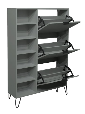 58 aufm Kessel SCHUHSCHRANK Erna 95x25x141 Pinie Green matt Lack