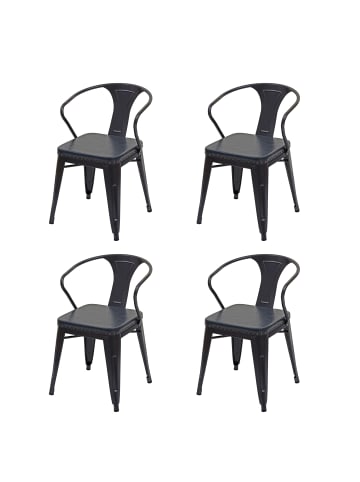 MCW 4er-Set Esszimmerstuhl H10d im Industriedesign, Schwarz-grau