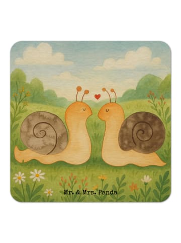 Mr. & Mrs. Panda Tischuntersetzer Schnecken Liebe Design ohne Sp... in Weiß