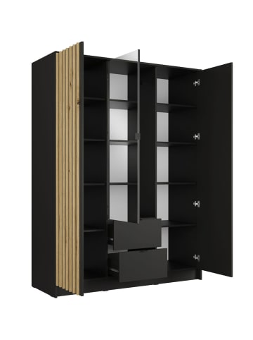 Feldmann-Wohnen Kleiderschrank Katania schwarz / Eiche Artisan 150 / 54,5cm / 200,5cm