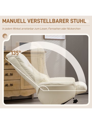 HOMCOM Relaxsessel mit Hocker in Cremeweiß 71L x 84B x 102H cm