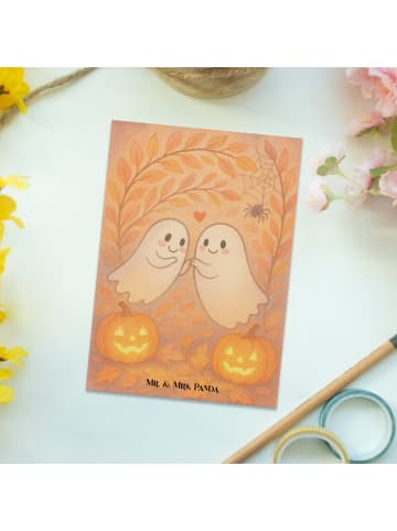 Mr. & Mrs. Panda Postkarte Gespenster  Liebe  Design ohne Spruch in Weiß