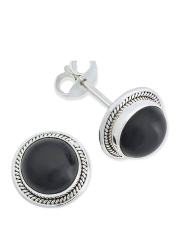 mantraroma 925er Silber - Ohrstecker (L) 12 x (B) 12 mm mit Onyx