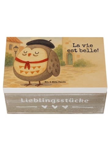 Mr. & Mrs. Panda Box aus Holz Eule Frankreich Design mit Spruch in Weiß